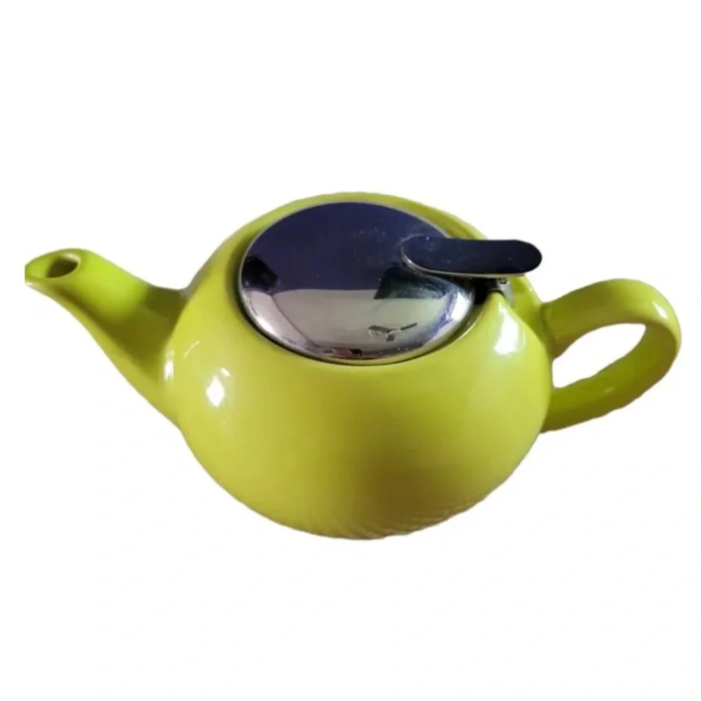 Certified International Lime Yellow Ceramic Teapot